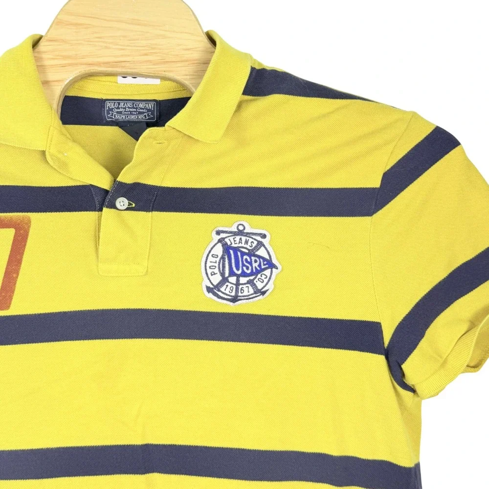 Vintage Polo Jeans Co Ralph Lauren Polo Men‎ Large Yellow Striped Crest Patch 67